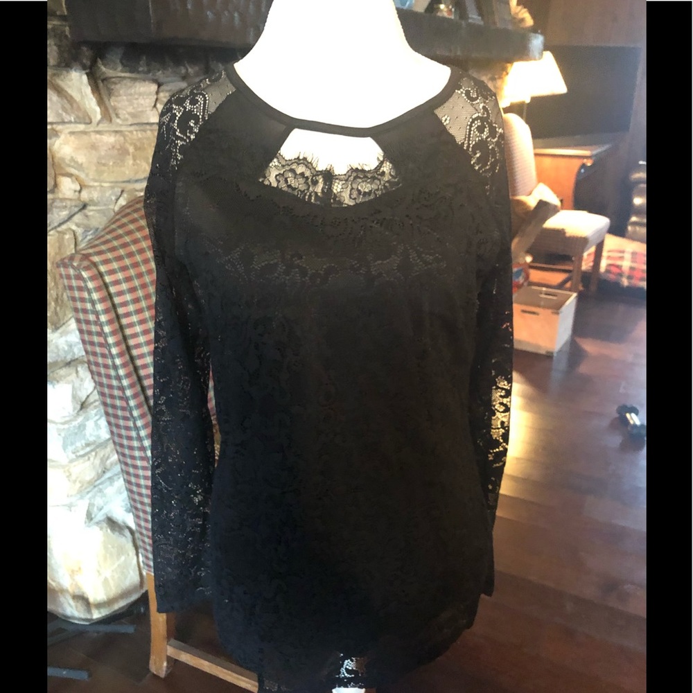 Black lace long sleeve top.